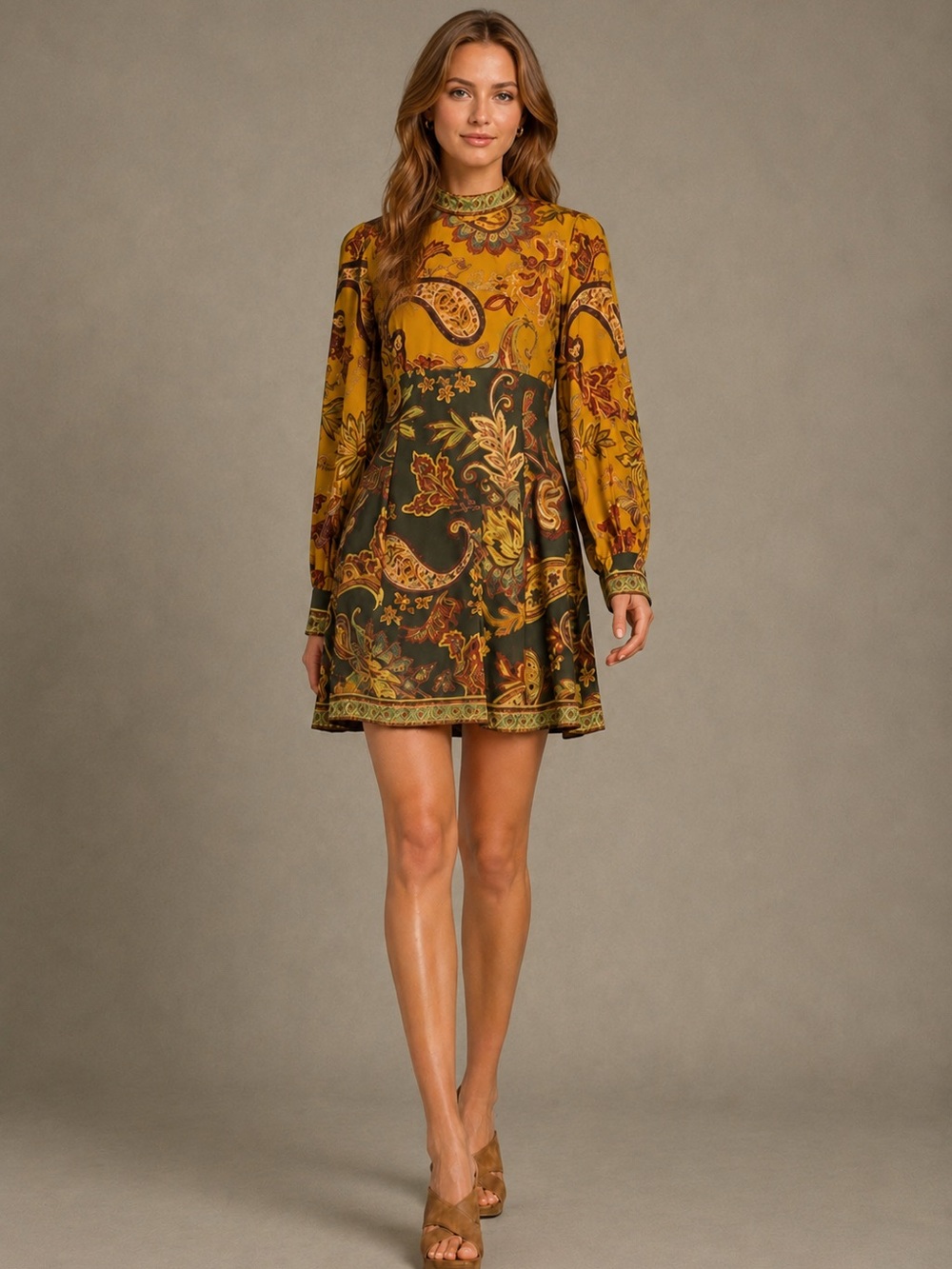 Antonio Melani Ellery Paisley Mock Neck Long Sleeve Dress Sz 2 NWT